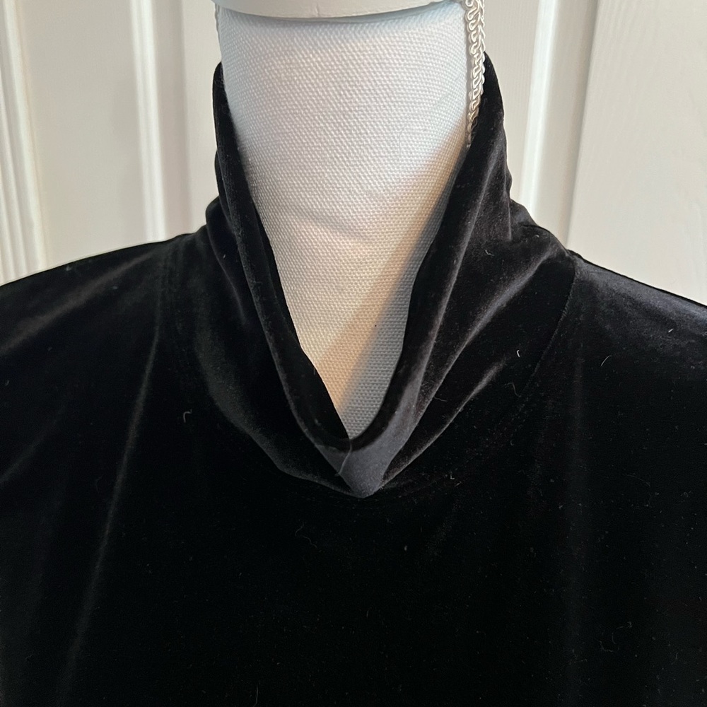 🔥🔥Chicos Design Sz 3 Black velvet Turtleneck Pull Over Top Short Sleeves Cute! - Picture 4 of 6